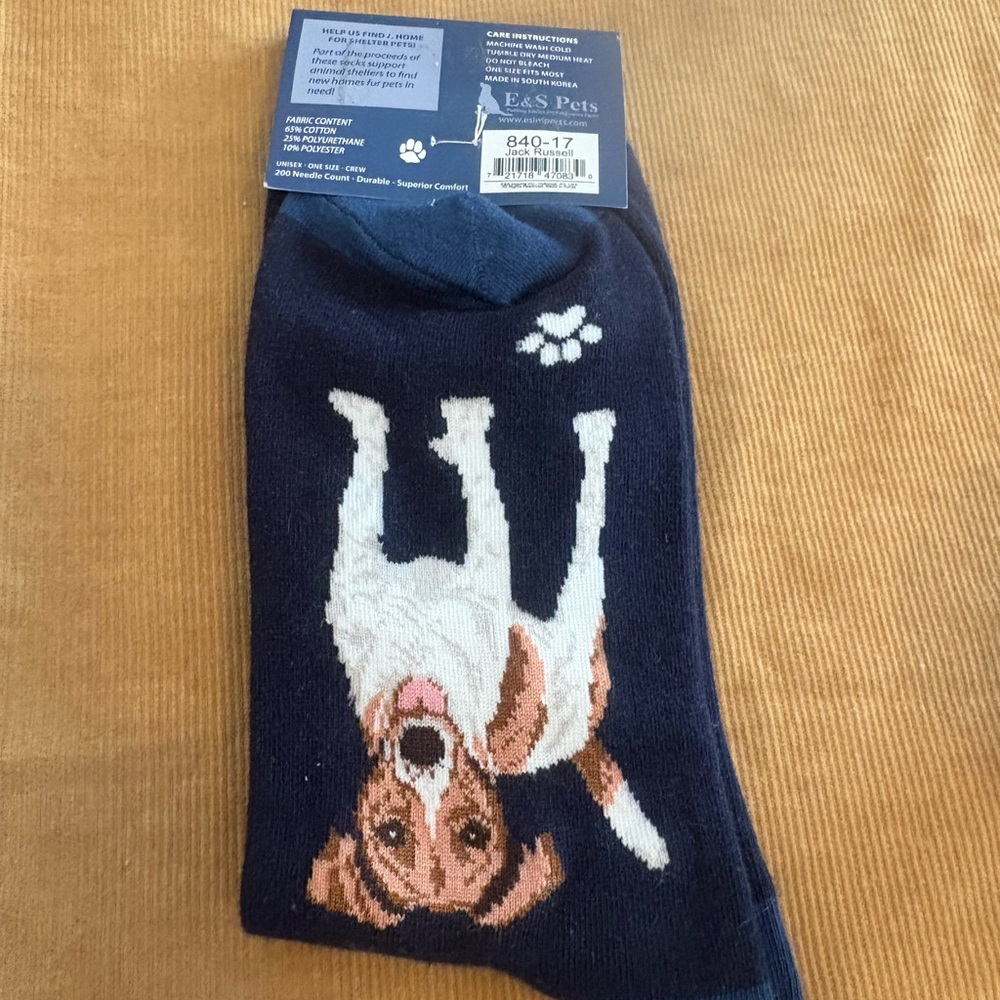 NWT Life Is Better Socks - Jack Russell Dog Print (Navy) - Picture 2 of 6